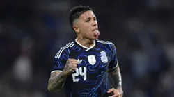Enzo Fernández celebra su gol ante Mauritania.
