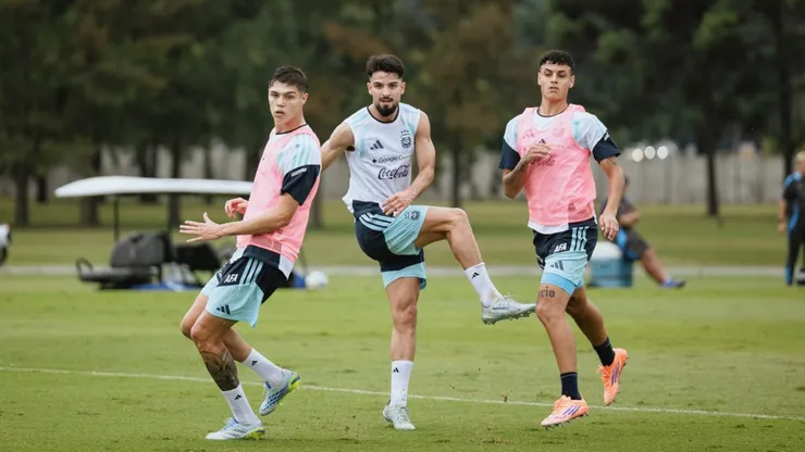 José Manuel López, durante el amistoso entre la Selección Argentina y la Sub 20.