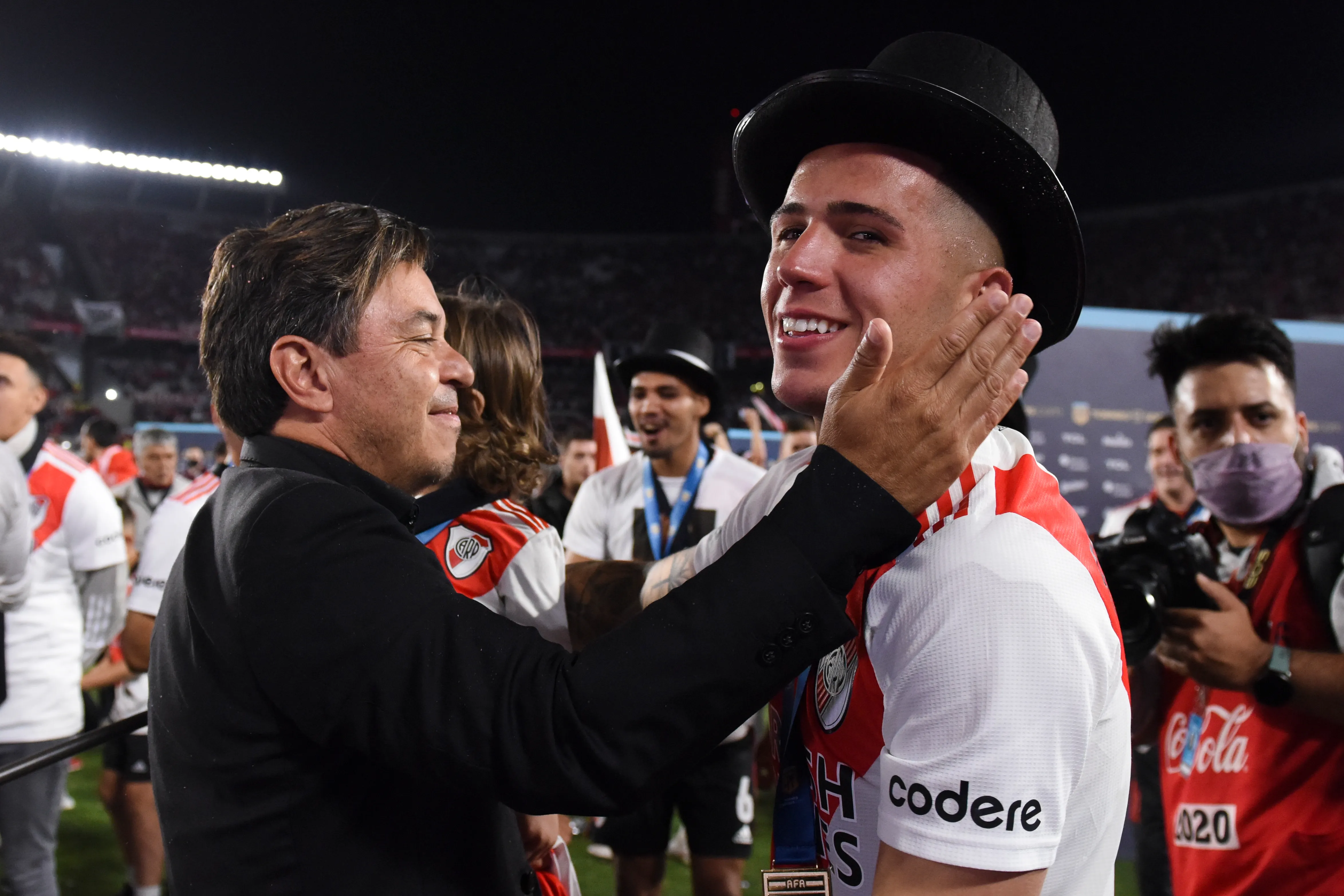 Enzo Fernández y Marcelo Gallardo, en River. (Getty Images)