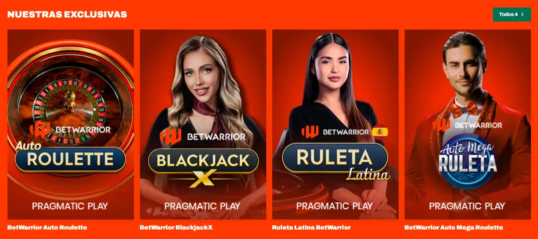 Ruletas de Betwarrior casino