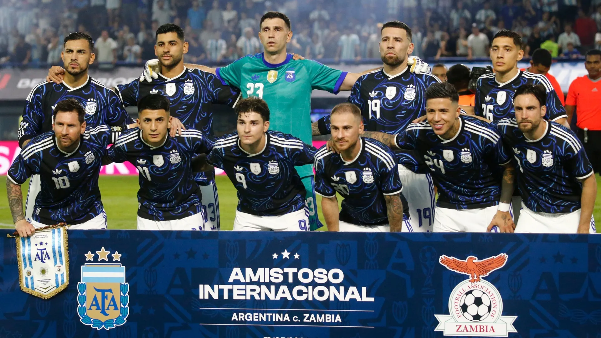 Los once titulares de Argentina ante Zambia.