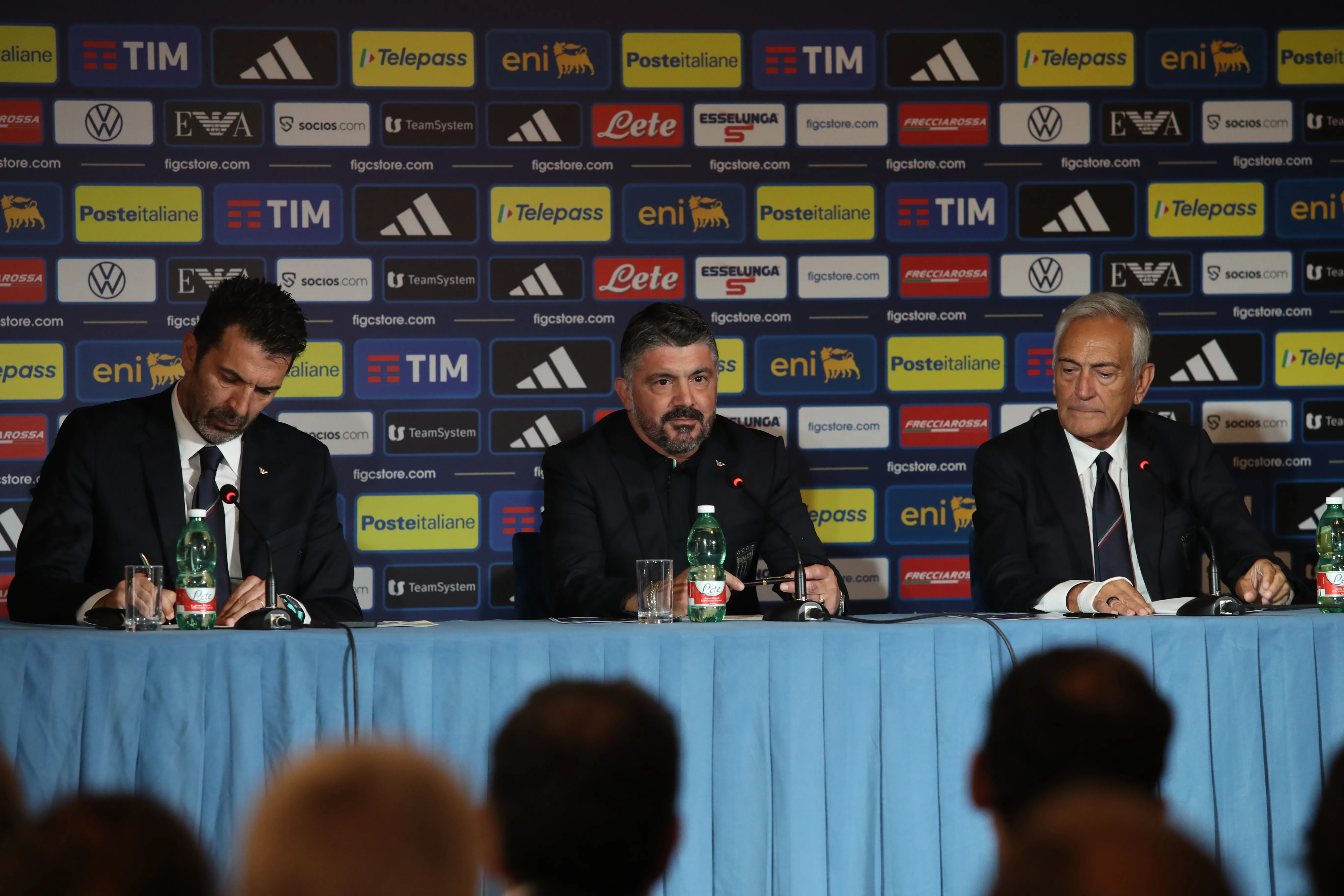 Buffon, Gattuso y Gravina. Foto de Getty.