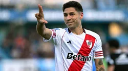 Gonzalo Montiel festeja su gol en la victoria del Millonario ante Estudiantes de Río Cuarto.