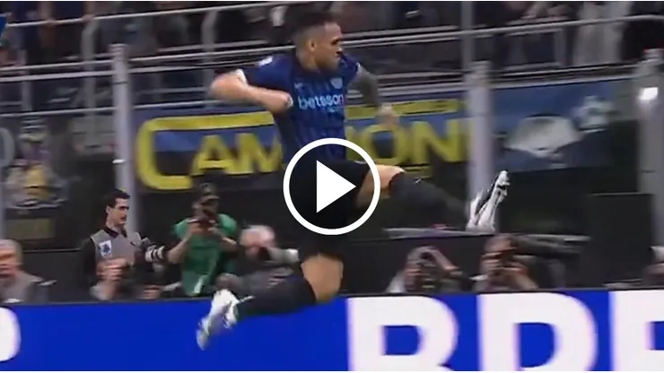 Lautaro Martínez festeja su gol ante Roma.