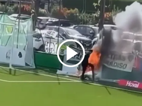 El insólito momento que protagonizó el Galgo Schelotto: debió apagar un incendio en pleno partido