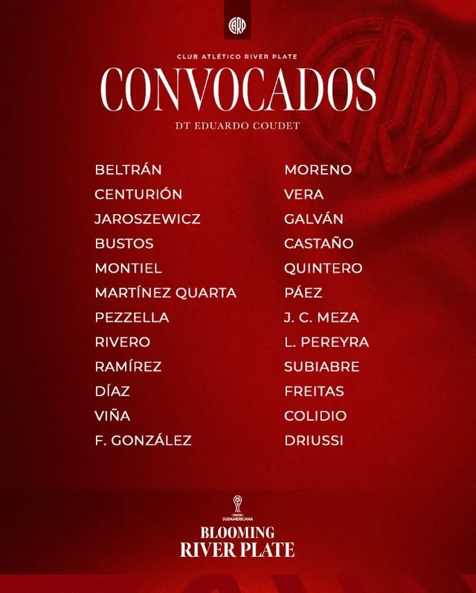 Los convocados de River. (Foto: Prensa River)