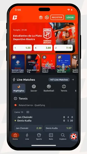 Aplicación de Betano para iOS en un celular