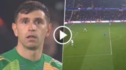 Al Dibu Martínez, por una situación similar a la de Juan Musso con Marc Pubill, le cobraron penal vs. Brujas.