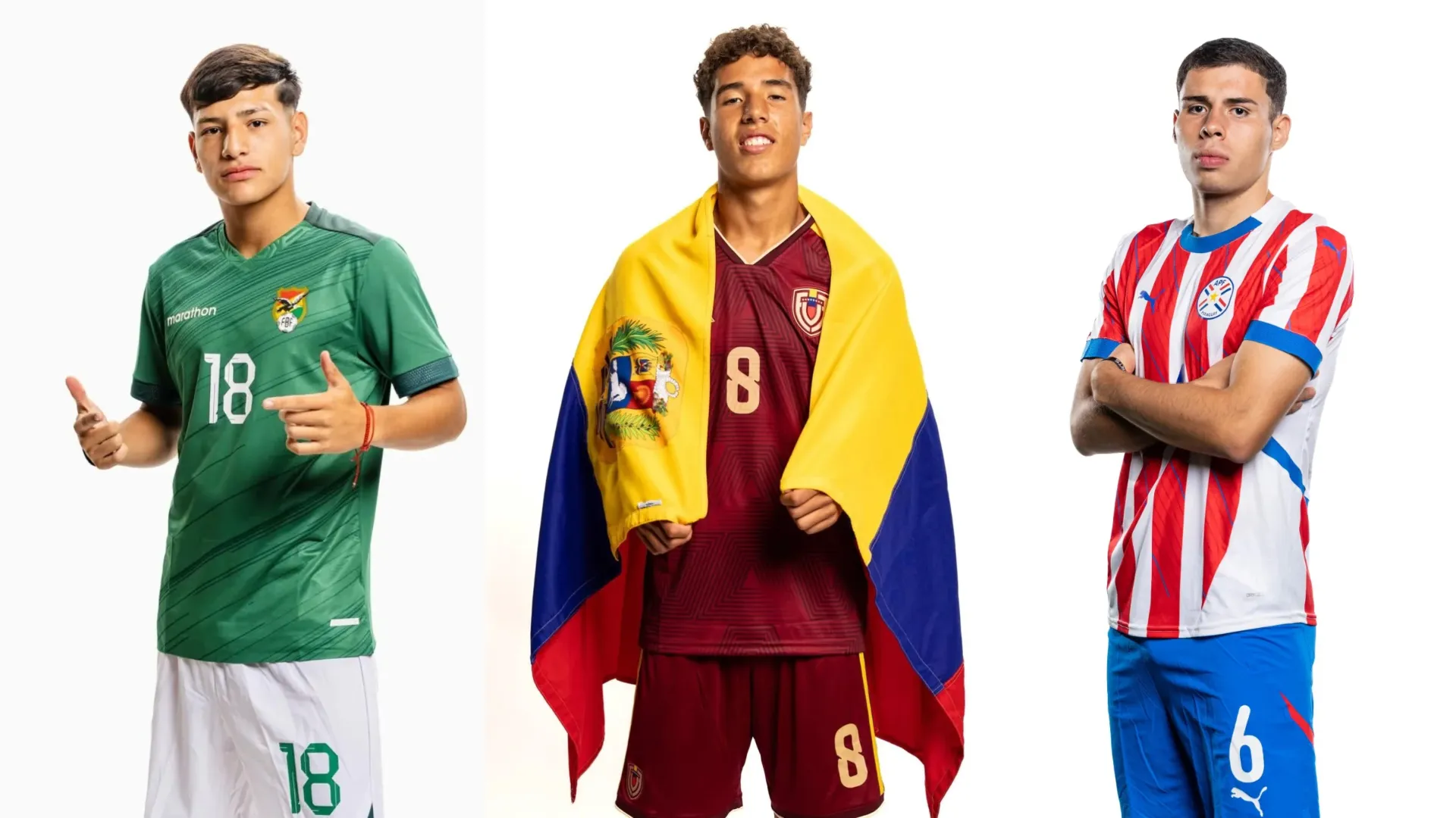 Benjamín Chávez, Román Lozada y Leo Cristaldo, juveniles de Vélez en el Sudamericano Sub-17.