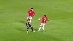 La mano de Arias en la jugada que terminó el gol de Independiente a Boca.