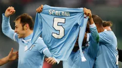 ROME, ITALY - JANUARY 29: Alvaro Gonzalez of S.S. Lazio (C) celebrates with his team-mates after scoring the opening goal during the TIM cup match between S.S. Lazio and Juventus FC at Stadio Olimpico on January 29, 2013 in Rome, Italy. (Photo by Paolo Bruno/Getty Images)