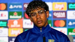 Lamine Yamal, delantero español de Barcelona, en conferencia de prensa.