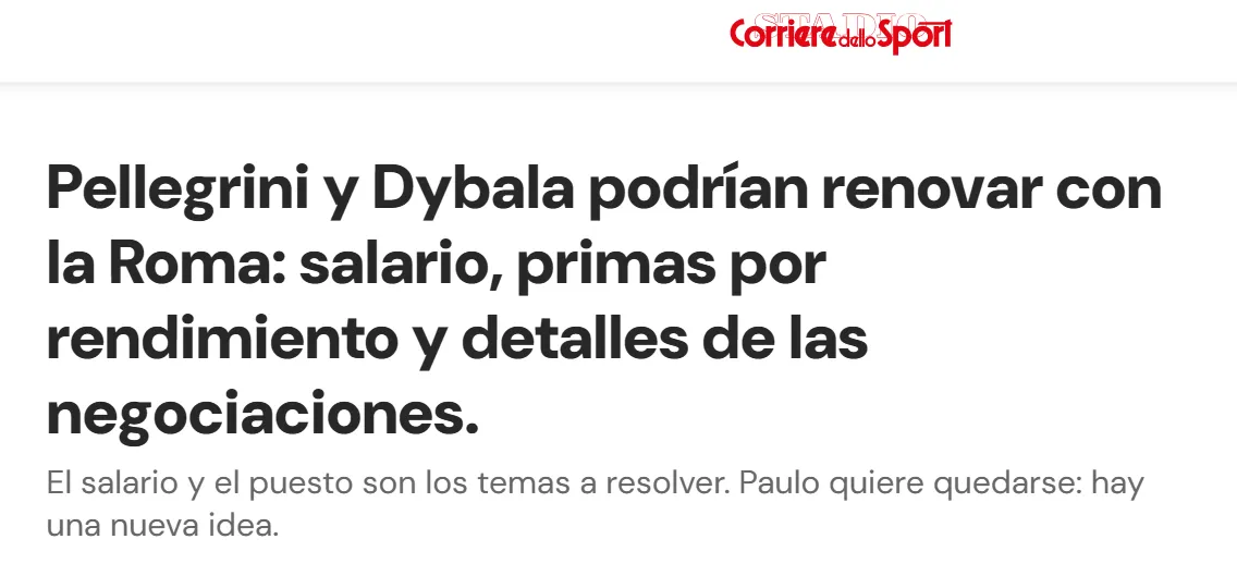 Portada de Corriere sobre la situación de Dybala