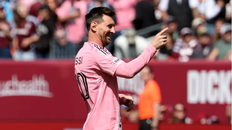 Lionel Messi festeja su primer gol con Inter Miami ante Colorado.