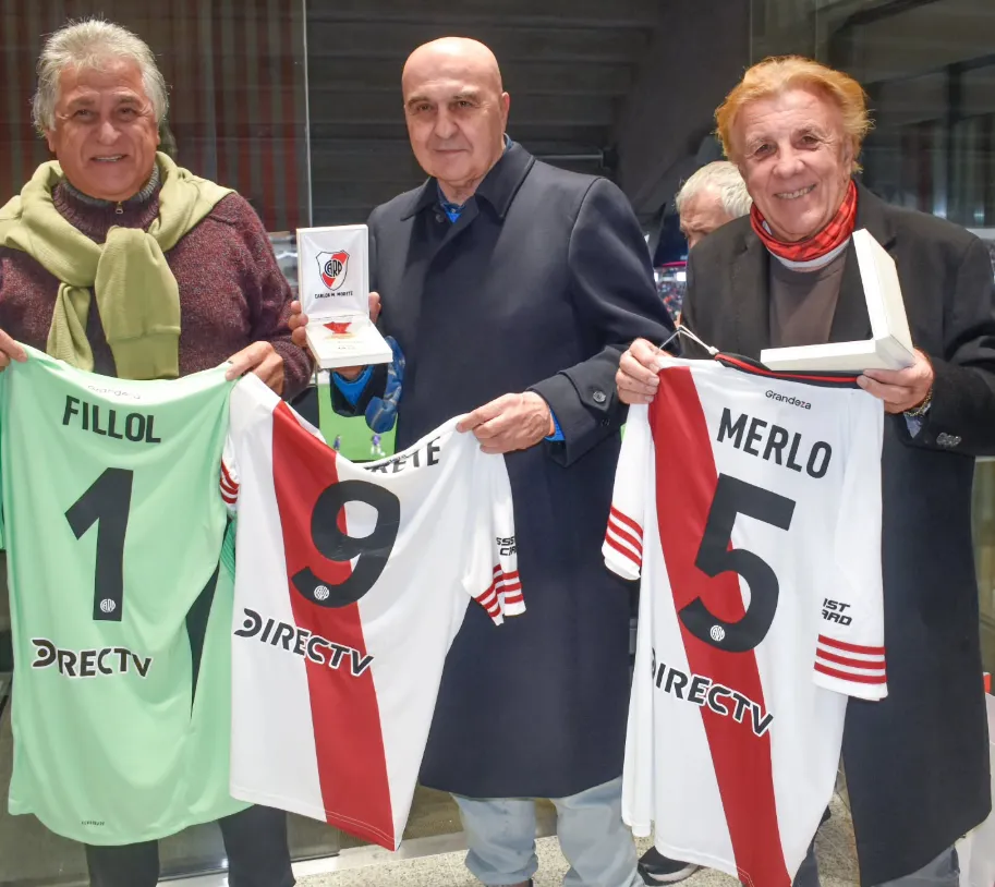 Fillol, Morete y Merlo en el Monumental. (Foto: Prensa River).