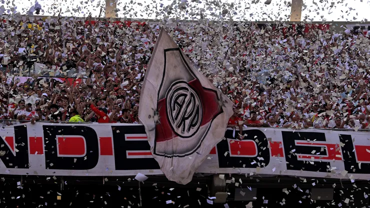 Los hinchas de River presentes en el Monumental durante el Superclásico.