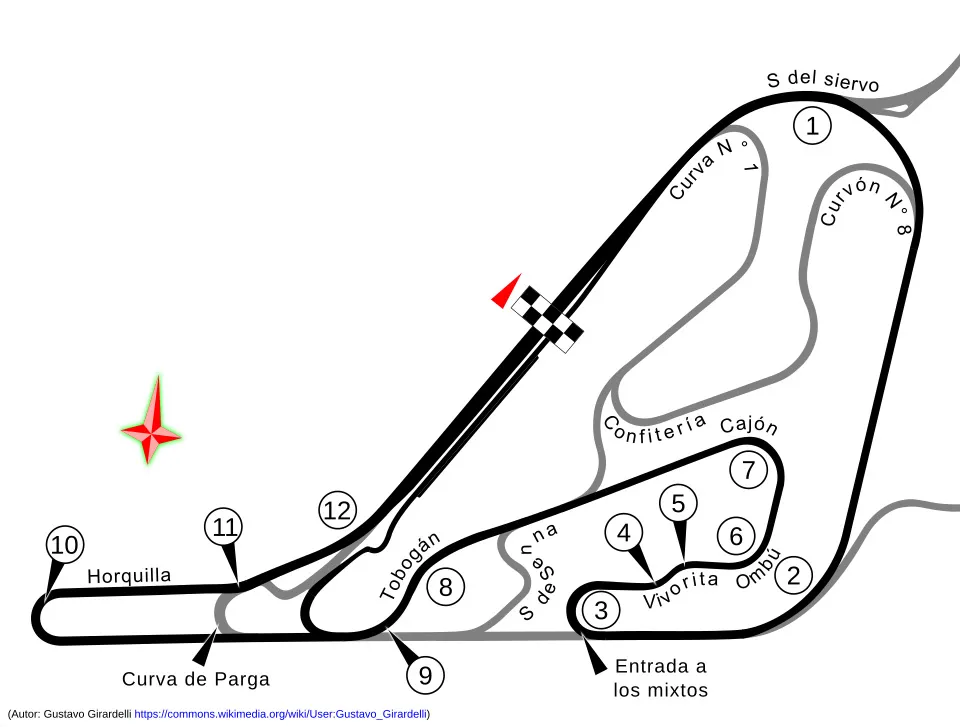 La variante 2 del Autódromo, el primero en ser utilizado por la F1. Fuente: Wikipedia