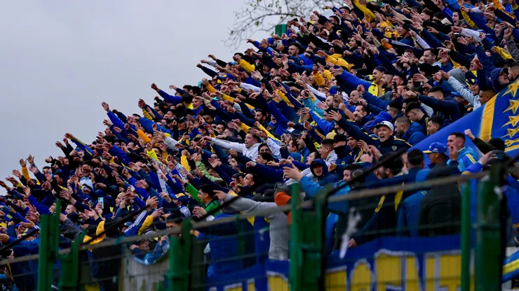 Los hinchas de Boca en el estadio de Defensa y Justicia.