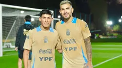 BUENOS AIRES, ARGENTINA - NOVEMBER 20: Lautaro Vargas of Union competes for the ball against Exequiel Zeballos of Boca Juniors during a Liga Profesional 2024 match between Boca Juniors and Union at Estadio Alberto J. Armando on November 20, 2024 in Buenos Aires, Argentina. (Photo by Marcelo Endelli/Getty Images)