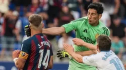 Esteban Andrada agredió a Jorge Pulido en el duelo entre Real Zaragoza y Huesca.