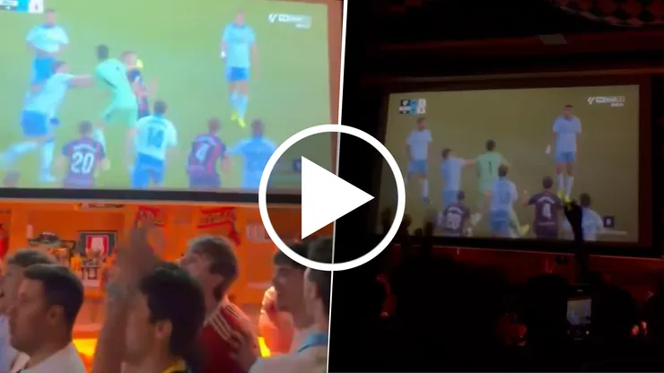Los hinchas del Real Zaragoza celebraron la trompada que Esteban Andrada le pegó a Jorge Pulido del Huesca.
