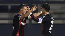 Lucas Martínez Quarta y Giuliano Galoppo celebran el gol de River.