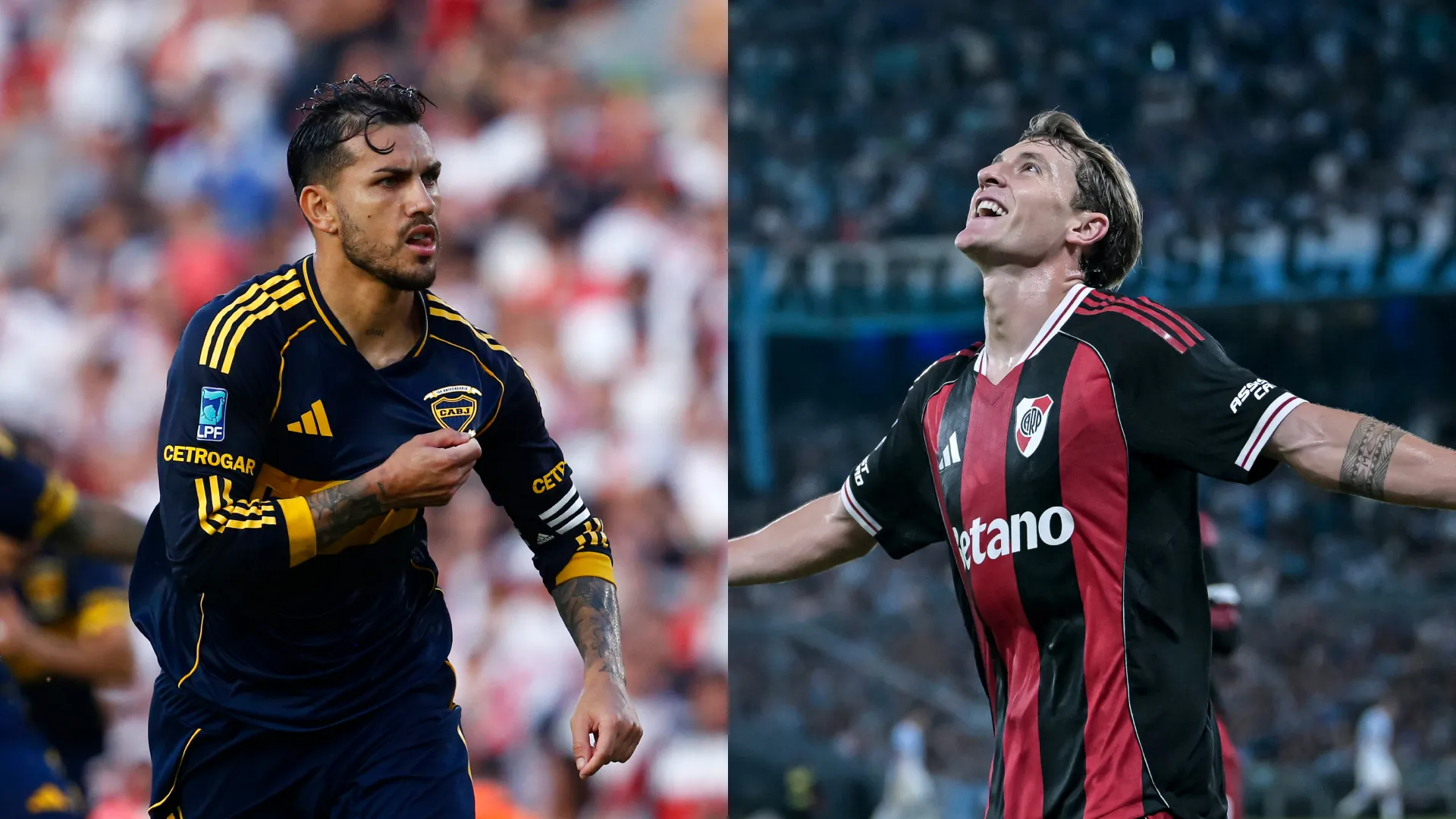 Leandro Paredes de Boca y Facundo Colidio de River. (Getty Images)