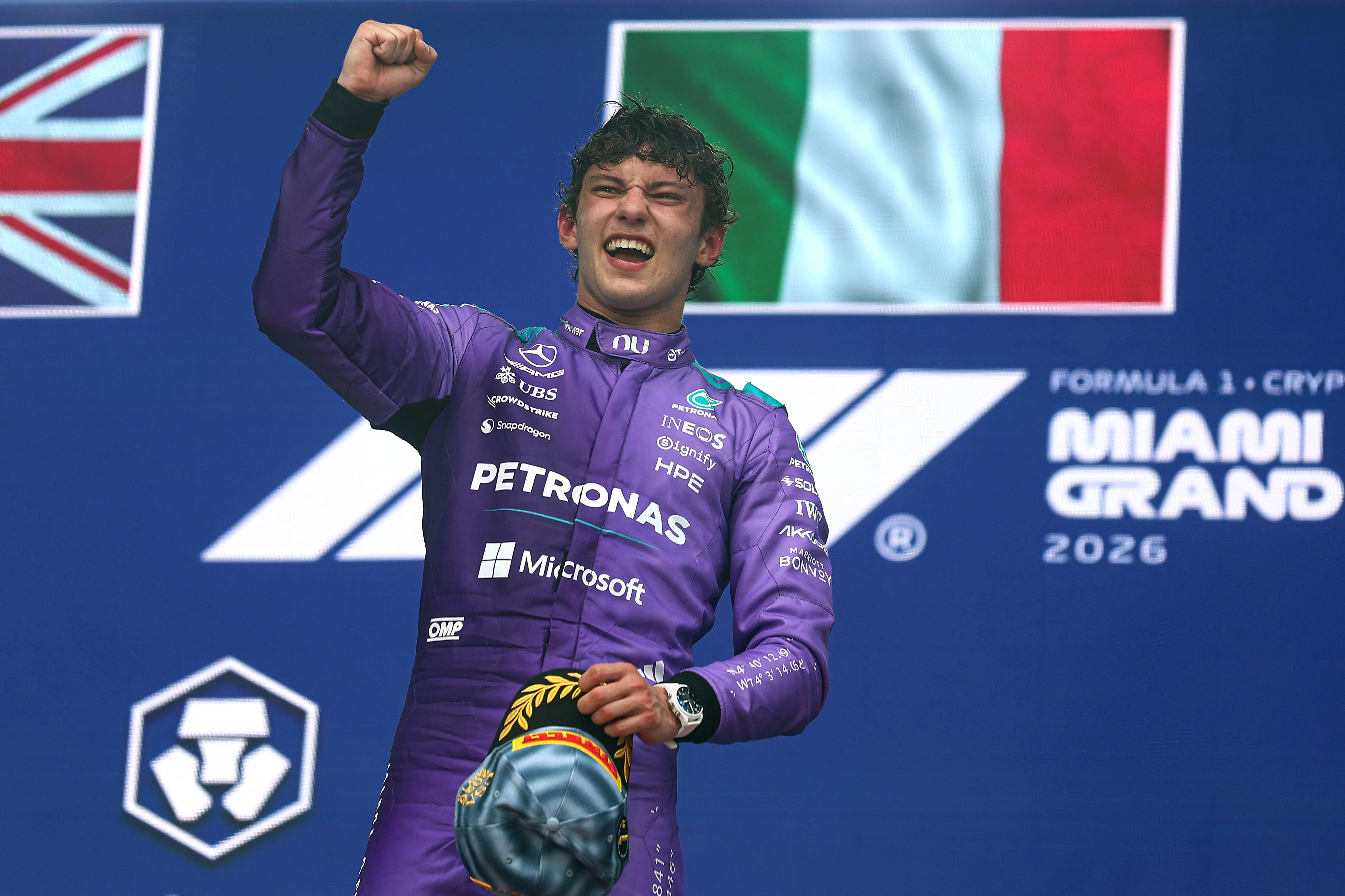 Kimi Antonelli tras ganar el Gran Premio de Miami 2026. (Getty Images)