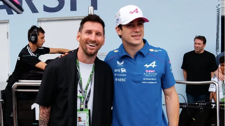 Messi y Colapinto, juntos en el GP de Miami.