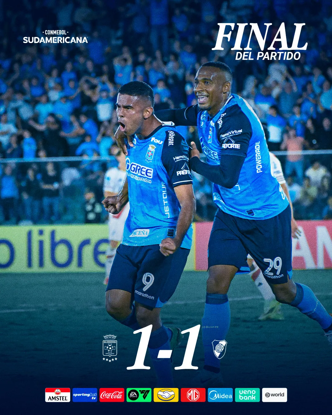 Blooming y River empataron 1 a 1 en Bolivia. (Foto: Prensa Blooming).