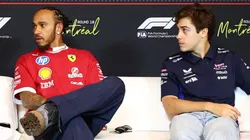 Lewis Hamilton y Franco Colapinto en conferencia de prensa.