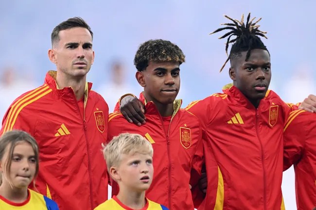 Lamine Yamal y Nico Williams, juntos en la Selección de España durante la Eurocopa. Getty Images.