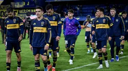 Los jugadores de Boca tras la derrota ante Huracán.