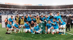 Los jugadores de Belgrano celebran el triunfo en el Kempes