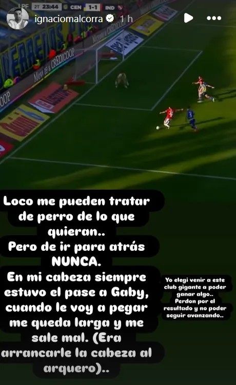 El posteo de Ignacio Malcorra en Instagram.