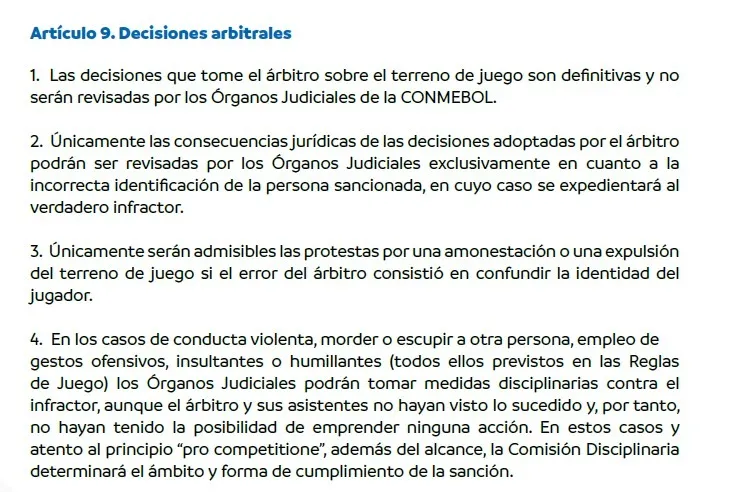 El artículo 9 de la Conmebol anula el reclamo de River por la roja a Beltrán.