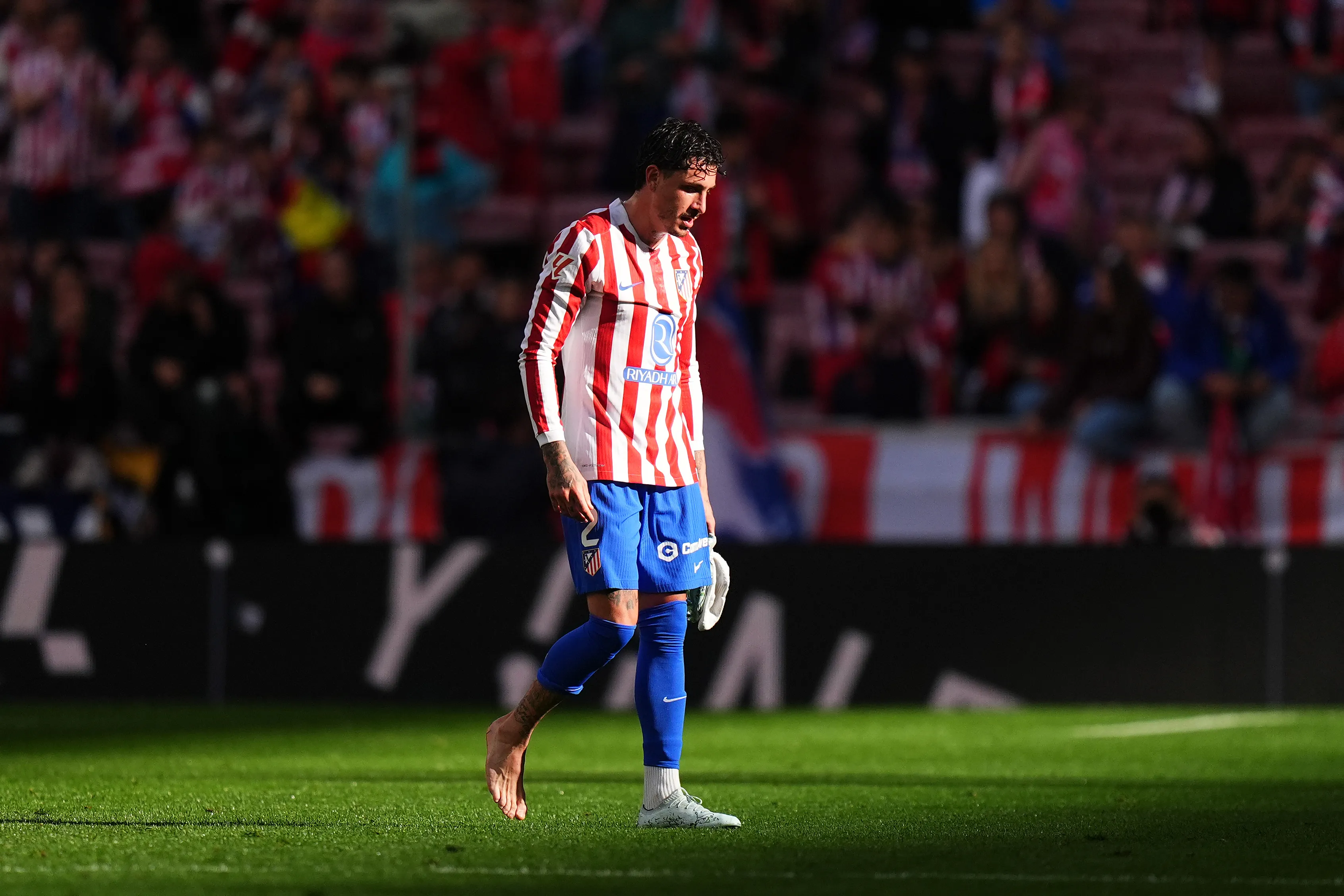 Josema Giménez en el momento que debió ser reemplazado a los 20 minutos del primer tiempo vs. Celta. Getty Images.