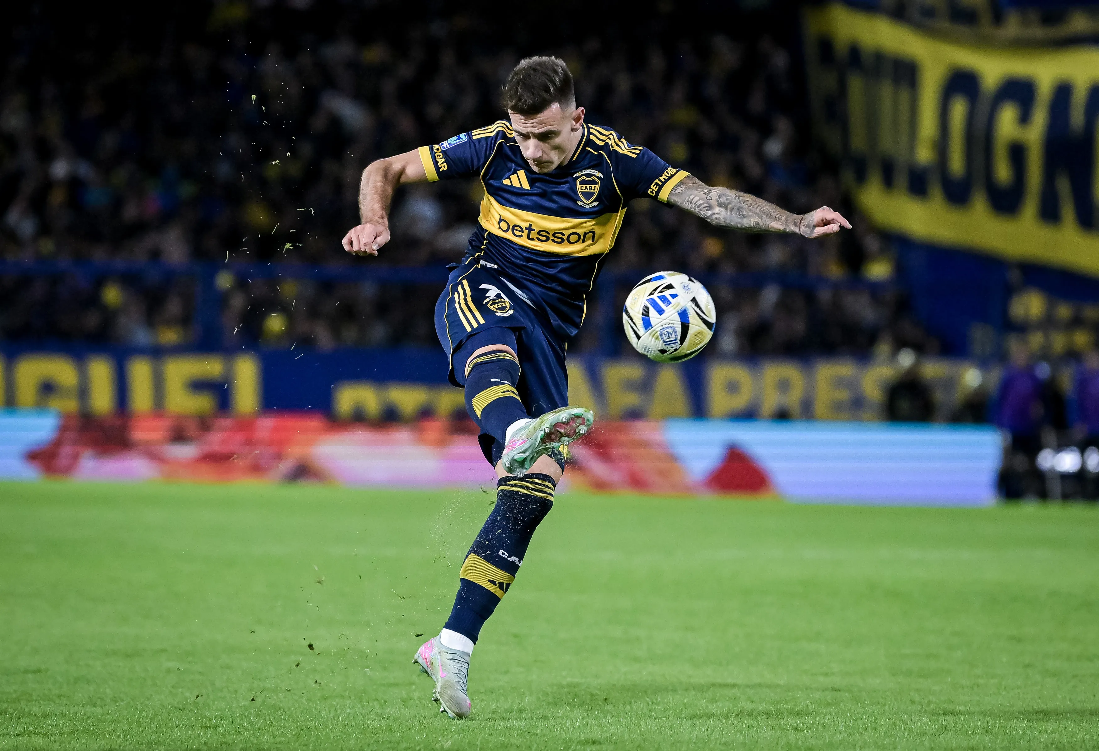 Malcom Braida en el partido entre Boca y Huracán.