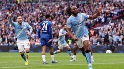 Antoine Semenyo celebra el tanto de Manchester City ante Chelsea.