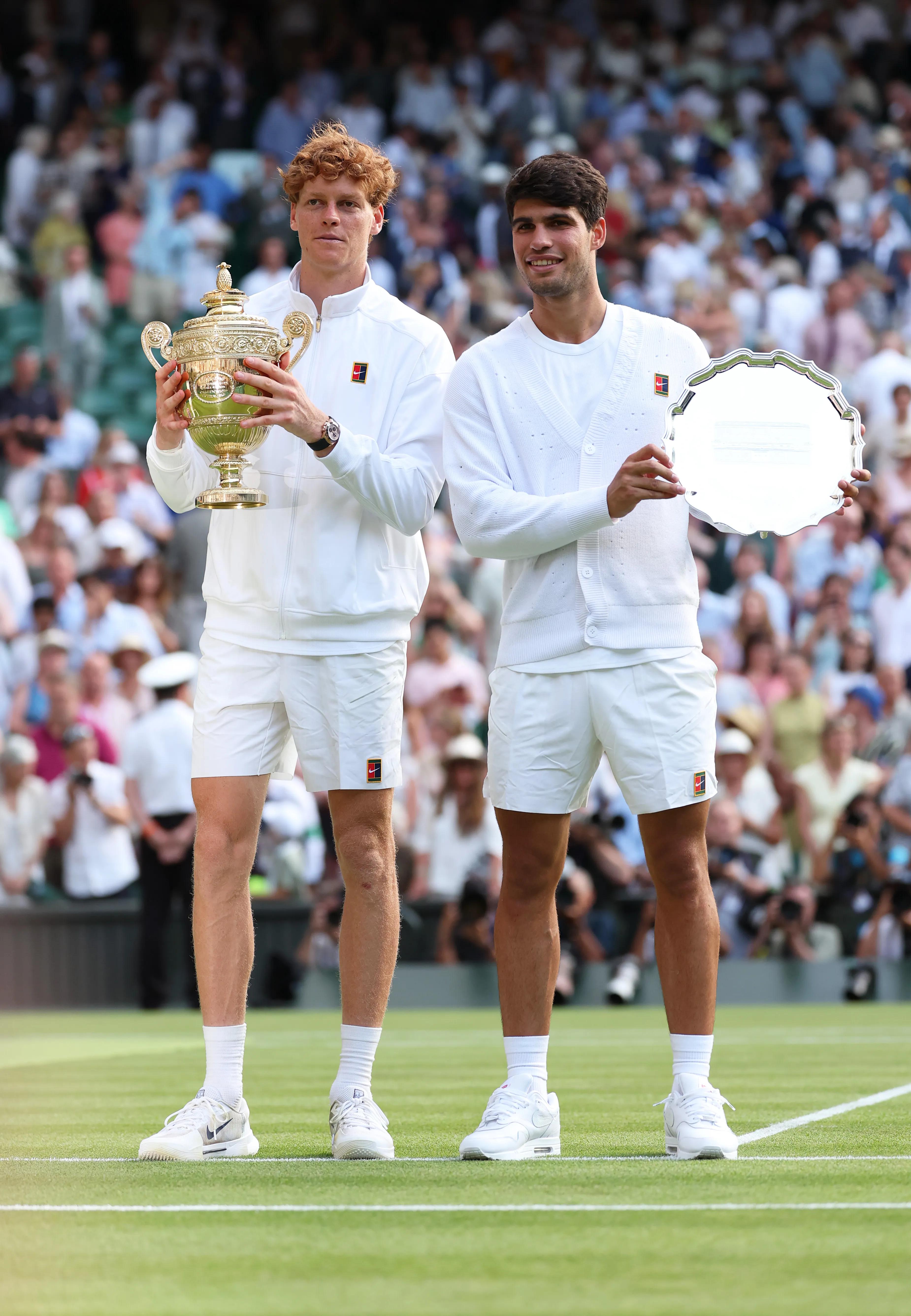 Sinner y Alcaraz tras la última final en el All England. (Foto: Getty).