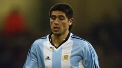 Juan Román Riquelme, con la camiseta de Argentina en 2002