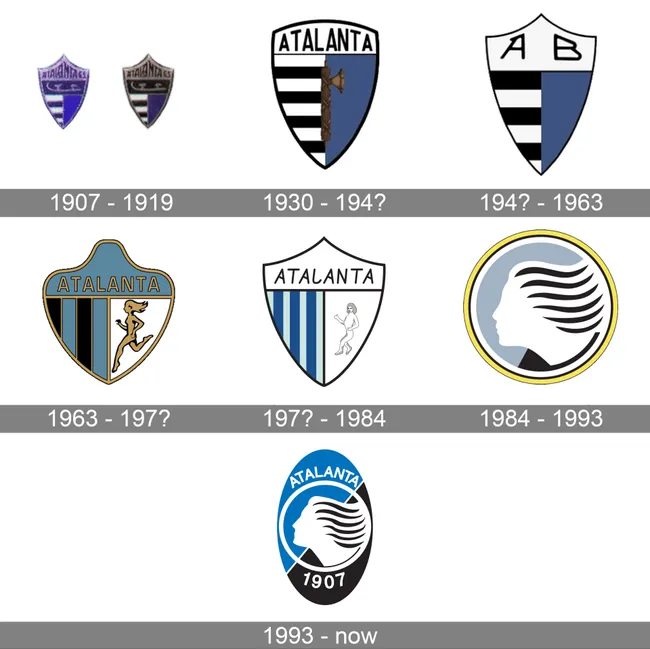 Los logos anteriores de Atalanta.