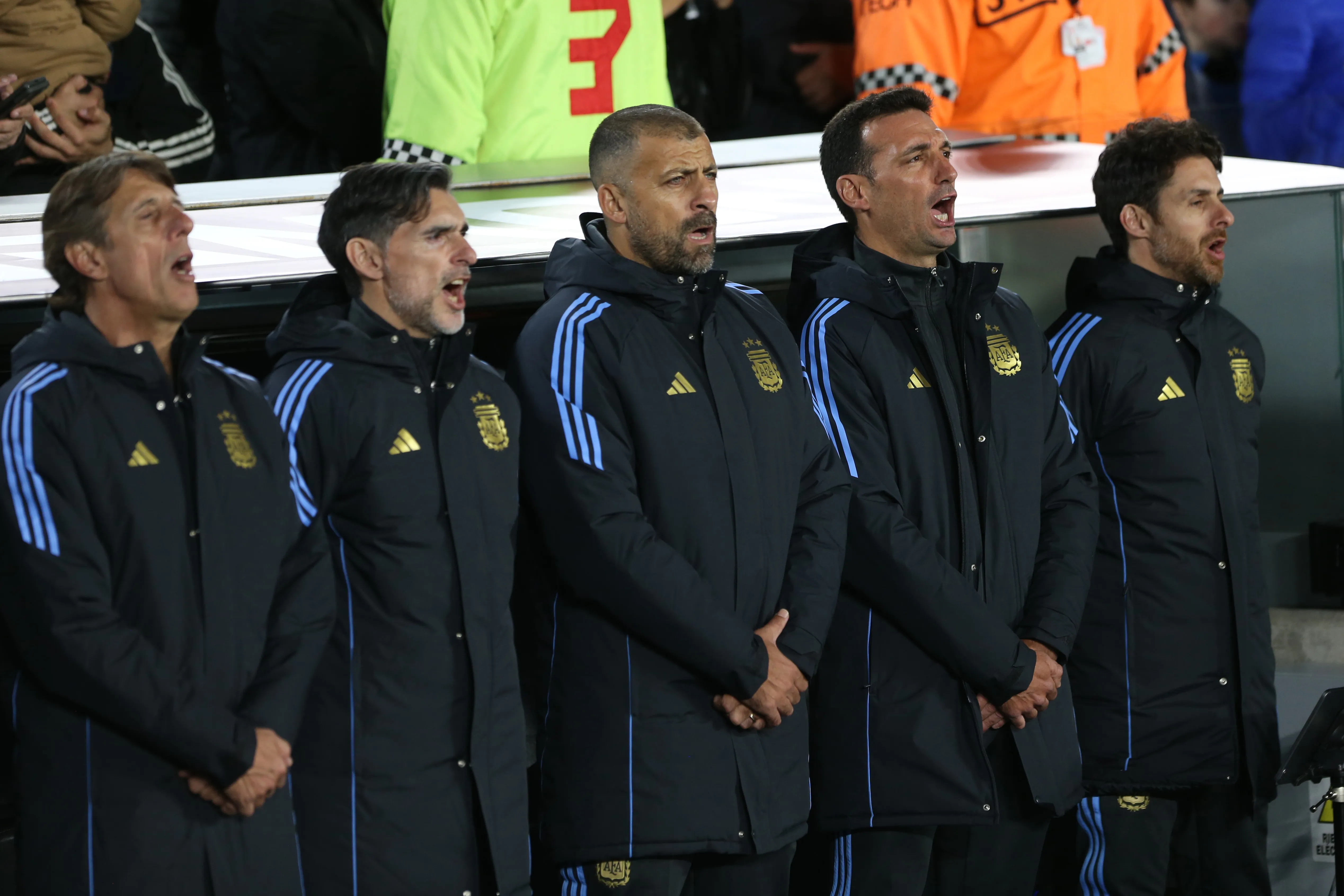El cuerpo técnico de la Selección Argentina.