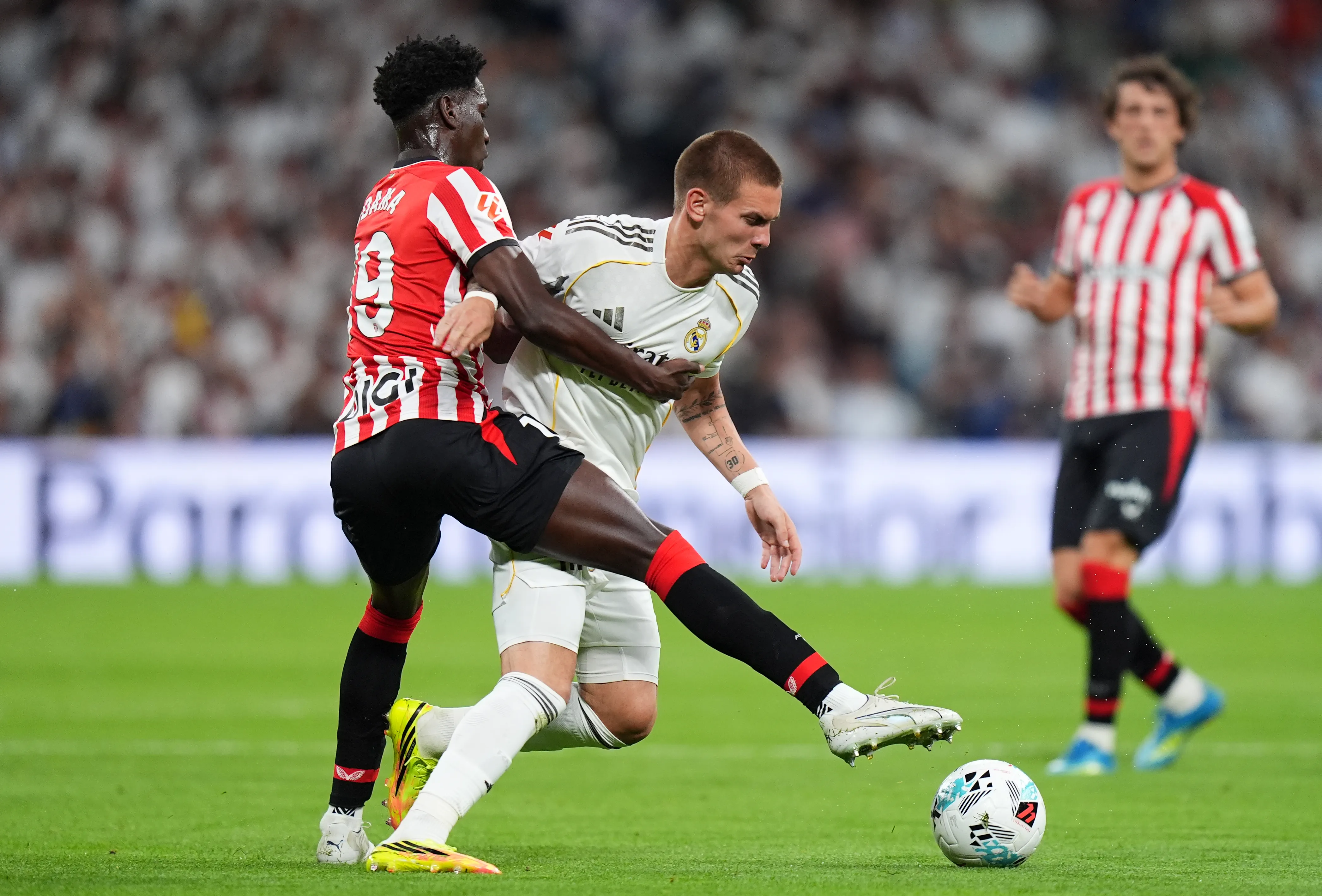 Franco Mastantuono contra Athletic Club de Bilbao este sábado 23 de mayo. Getty Images.