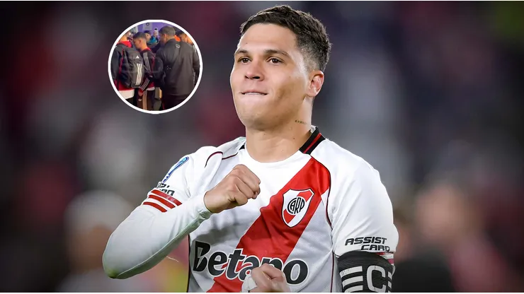 Juanfer Quintero discutió con un hincha y Coudet lo separó.