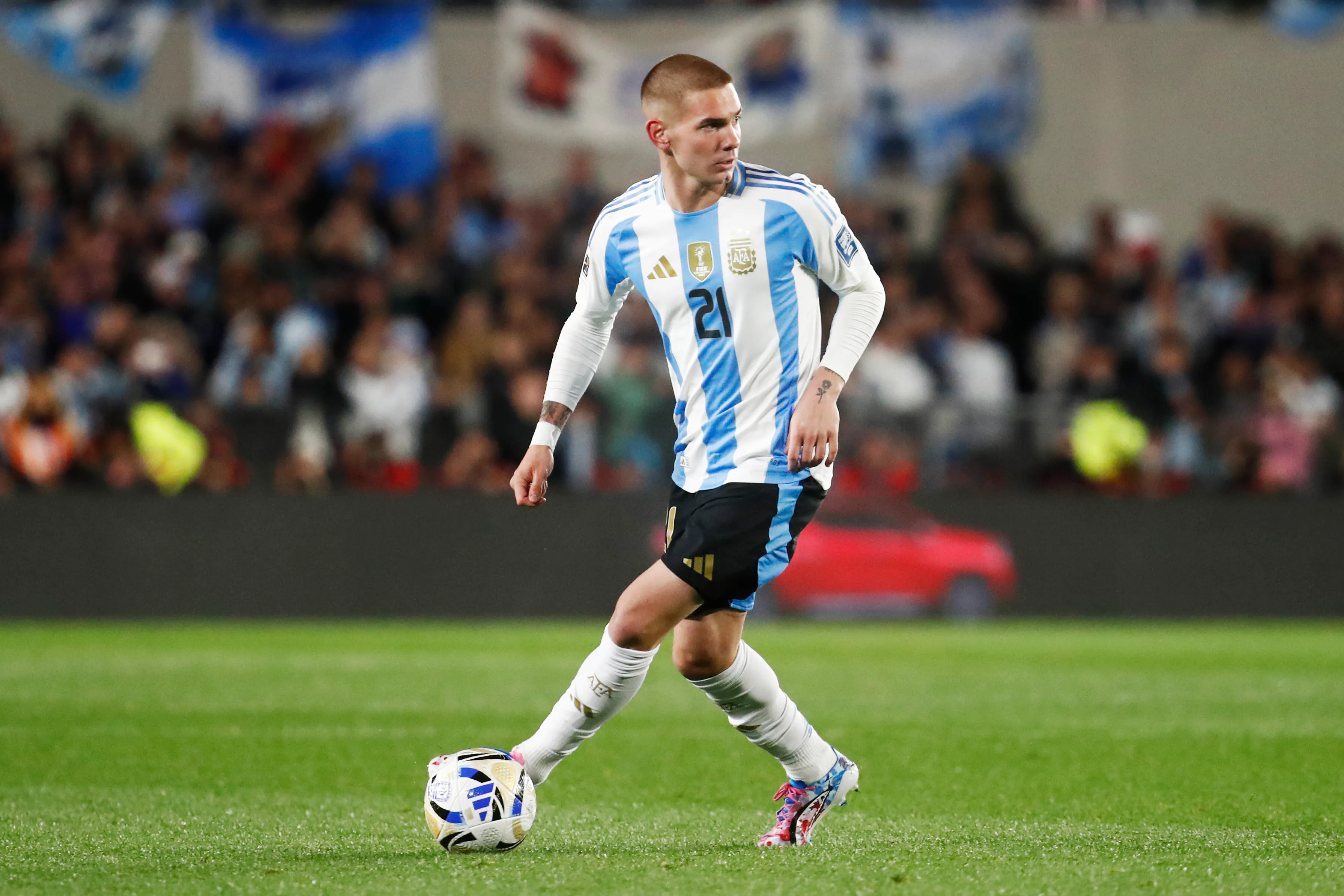 Franco Mastantuono en la Selección Argentina. (Getty Images)