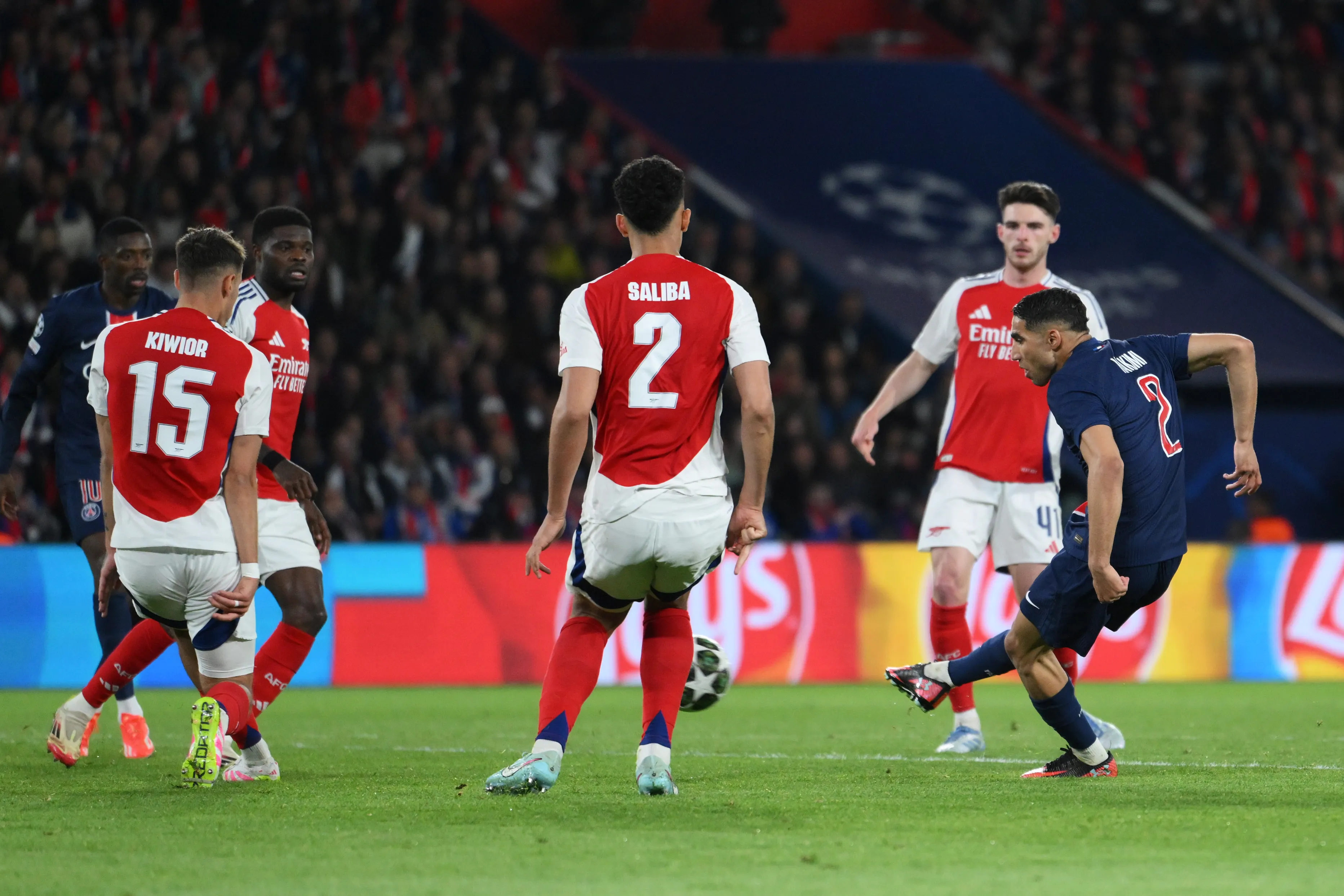 Hakimi anotó en Paris Saint-Germain – Arsenal, en mayo de 2025. (David Ramos/Getty Images)