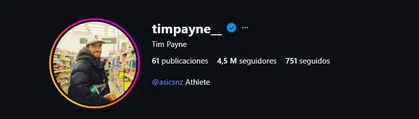 Payne ya se acerca a los 5 millones de seguidores en Instagram.