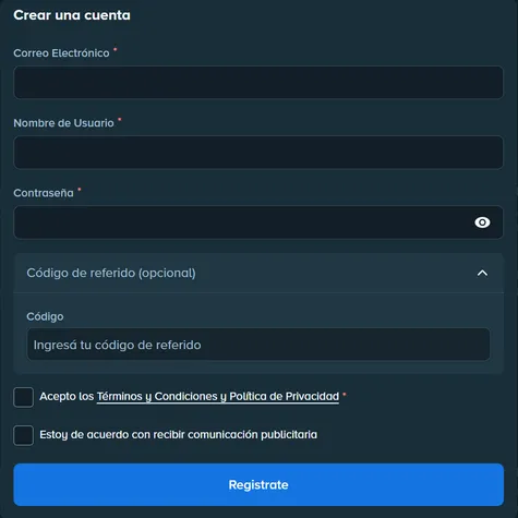 Donde de pone el código de referido Stake