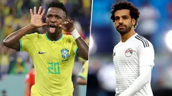Vinícius Júnior y Mohamed Salah, figuras de Brasil y Egipto.